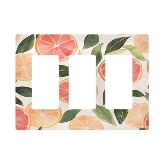 Yayeee Rocker Switch Wall Plate 3-Gang 6.5"x4.6" Home Decorative Outlet Cover, Watercolor Grapefruit