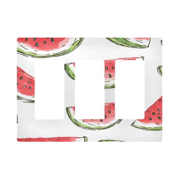 Yayeee Rocker Switch Wall Plate 3-Gang 6.5"x4.6" Home Decorative Outlet Cover, Watermelon Pattern