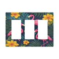 thumbnail image 1 of Yayeee Rocker Switch Wall Plate 3-Gang 6.5"x4.6" Home Decorative Outlet Cover, Yellow Floral Flamingo, 1 of 6