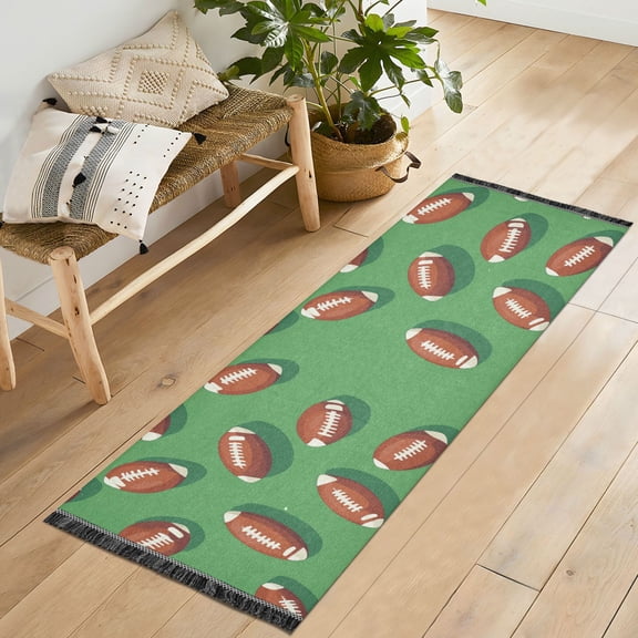 Yayeee Runner Rug for Bedroom 2'x6' Machine Washable Hallway Non Slip Mat, American Footballs