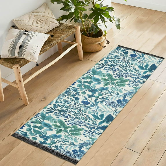 Yayeee Runner Rug for Bedroom 2'x6' Machine Washable Hallway Non Slip Mat, Beautiful Leaves Pattern