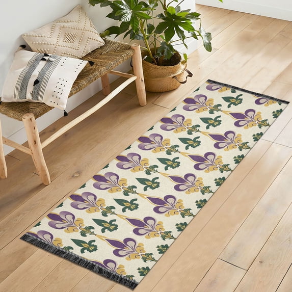 Yayeee Runner Rug for Bedroom 2'x6' Machine Washable Hallway Non Slip Mat, Beige Floral Pattern