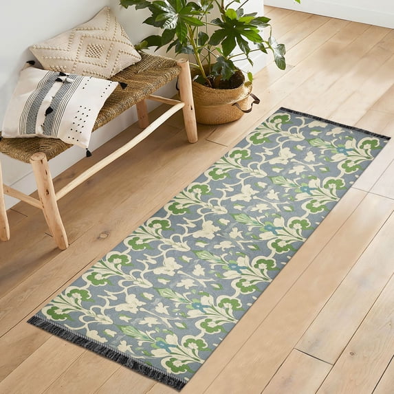 Yayeee Runner Rug for Bedroom 2'x6' Machine Washable Hallway Non Slip Mat, Beige Floral