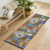 Yayeee Runner Rug for Bedroom 2'x6' Machine Washable Hallway Non Slip Mat, Blue Floral