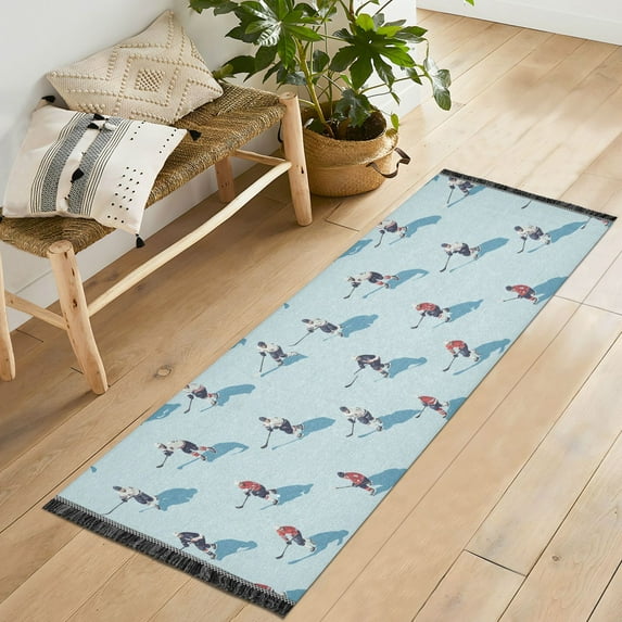 Yayeee Runner Rug for Bedroom 2'x6' Machine Washable Hallway Non Slip Mat, Blue Ice Hockey