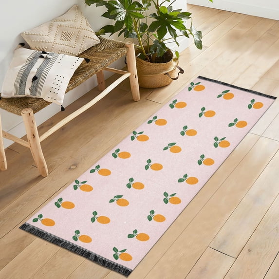 Yayeee Runner Rug for Bedroom 2'x6' Machine Washable Hallway Non Slip Mat, Cartoon Citrus