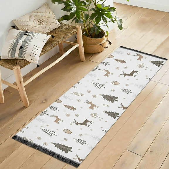 Yayeee Runner Rug for Bedroom 2'x6' Machine Washable Hallway Non Slip Mat, Christmas Forest