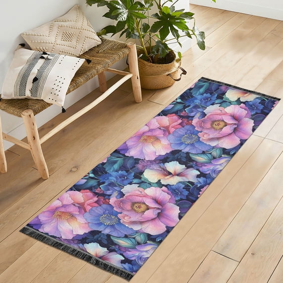 Yayeee Runner Rug for Bedroom 2'x6' Machine Washable Hallway Non Slip Mat, Colorful Art Flowers