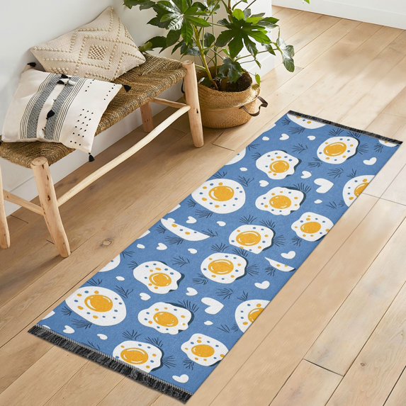 Yayeee Runner Rug for Bedroom 2'x6' Machine Washable Hallway Non Slip Mat, Cute Fried Eggs