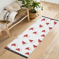 Yayeee Runner Rug for Bedroom 2'x6' Machine Washable Hallway Non Slip Mat, Cute Santa Hats Pattern