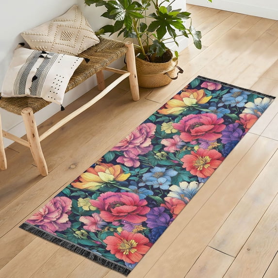 Yayeee Runner Rug for Bedroom 2'x6' Machine Washable Hallway Non Slip Mat, Ethereal Floral Harmony