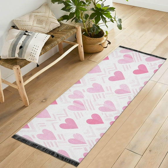 Yayeee Runner Rug for Bedroom 2'x6' Machine Washable Hallway Non Slip Mat, Geometric Love