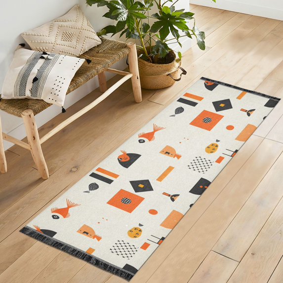 Yayeee Runner Rug for Bedroom 2'x6' Machine Washable Hallway Non Slip Mat, Minimalist Geometric Pattern