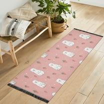 Yayeee Runner Rug for Bedroom 2'x6' Machine Washable Hallway Non Slip Mat, Pink Bear Pattern