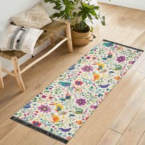 Yayeee Runner Rug for Bedroom 2'x6' Machine Washable Hallway Non Slip Mat, Purple Cartoon Animals