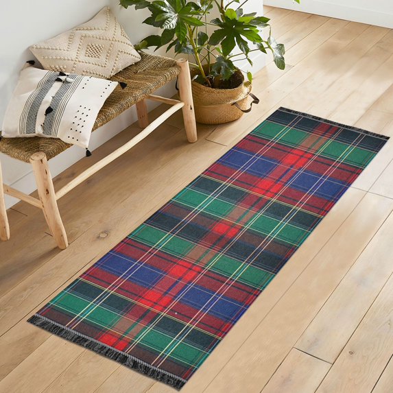 Yayeee Runner Rug for Bedroom 2'x6' Machine Washable Hallway Non Slip Mat, Red Green Pattern