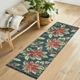thumbnail image 1 of Yayeee Runner Rug for Bedroom 2'x6' Machine Washable Hallway Non Slip Mat, Retro Christmas Poinsettia, 1 of 8