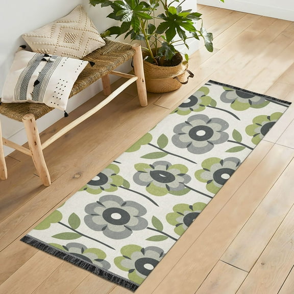 Yayeee Runner Rug for Bedroom 2'x6' Machine Washable Hallway Non Slip Mat, Retro Flower