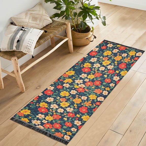 Yayeee Runner Rug for Bedroom 2'x6' Machine Washable Hallway Non Slip Mat, Vibrant Flowers