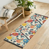 Yayeee Runner Rug for Bedroom 2'x6' Machine Washable Hallway Non Slip Mat, Vibrant Japanese Flowers