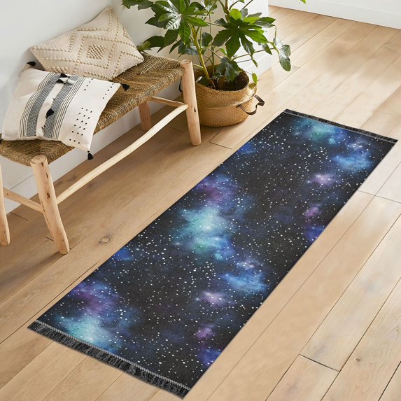 Yayeee Runner Rug for Bedroom 2'x6' Machine Washable Hallway Non Slip Mat, Watercolor Galaxy
