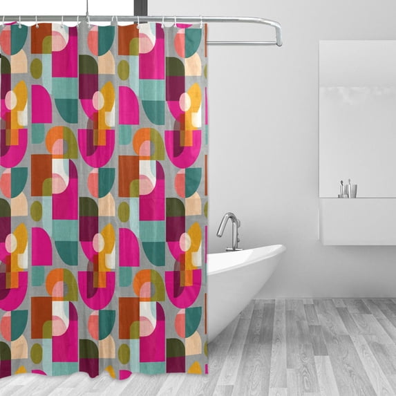 Yayeee Shower Curtain with Hooks 72"x72" Waterproof Fabric Bathroom Hanging Decor, Abstract Geometric Pattern