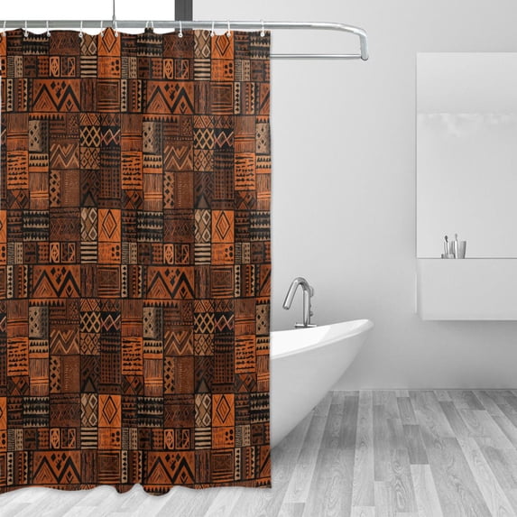 Yayeee Shower Curtain with Hooks 72"x72" Waterproof Fabric Bathroom Hanging Decor, Abstract Tribal Pattern
