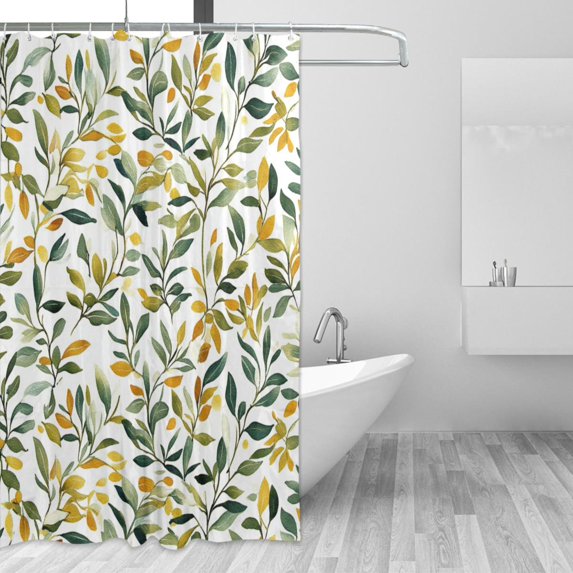 Yayeee Shower Curtain with Hooks 72"x72" Waterproof Fabric Bathroom Hanging Decor, Autumn Greenery