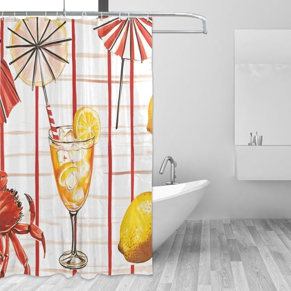 Yayeee Shower Curtain with Hooks 72"x72" Waterproof Fabric Bathroom Hanging Decor, Beach Crab