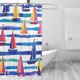 thumbnail image 1 of Yayeee Shower Curtain with Hooks 72"x72" Waterproof Fabric Bathroom Hanging Decor, Blue Hand Drawn Sailboats, 1 of 5