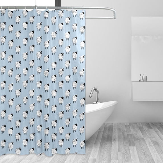 Yayeee Shower Curtain with Hooks 72"x72" Waterproof Fabric Bathroom Hanging Decor, Blue Sheep Pattern