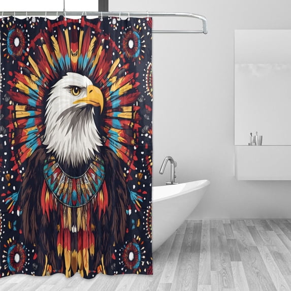 Yayeee Shower Curtain with Hooks 72"x72" Waterproof Fabric Bathroom Hanging Decor, Brown Abstract Eagle