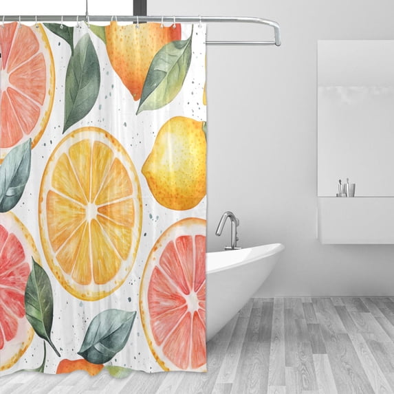 Yayeee Shower Curtain with Hooks 72"x72" Waterproof Fabric Bathroom Hanging Decor, Candy Lemon Slices