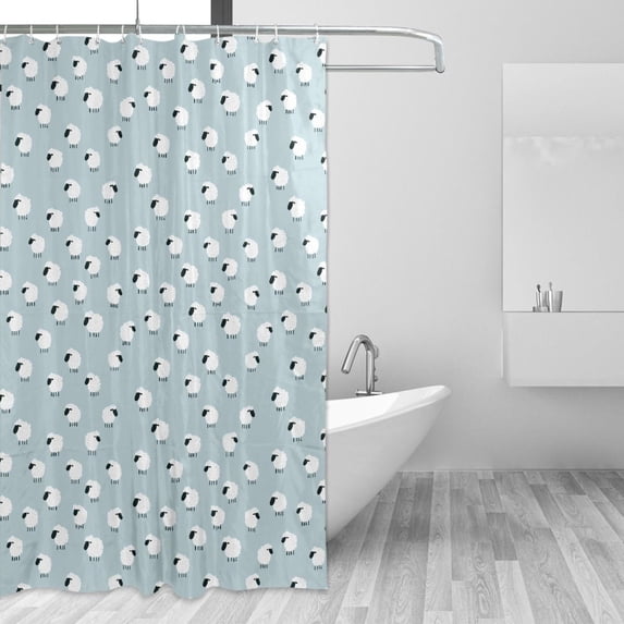 Yayeee Shower Curtain with Hooks 72"x72" Waterproof Fabric Bathroom Hanging Decor, Cartoon Sheep Pattern