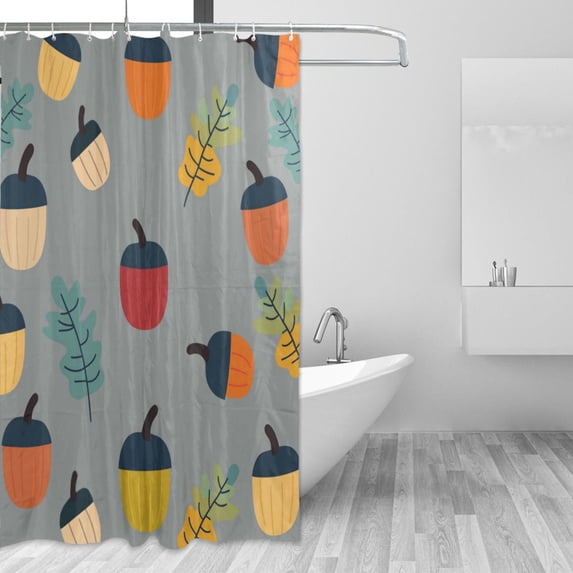 Yayeee Shower Curtain with Hooks 72"x72" Waterproof Fabric Bathroom Hanging Decor, Cute Acorns Pattern