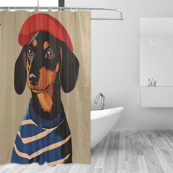 Yayeee Shower Curtain with Hooks 72"x72" Waterproof Fabric Bathroom Hanging Decor, Dog Artist