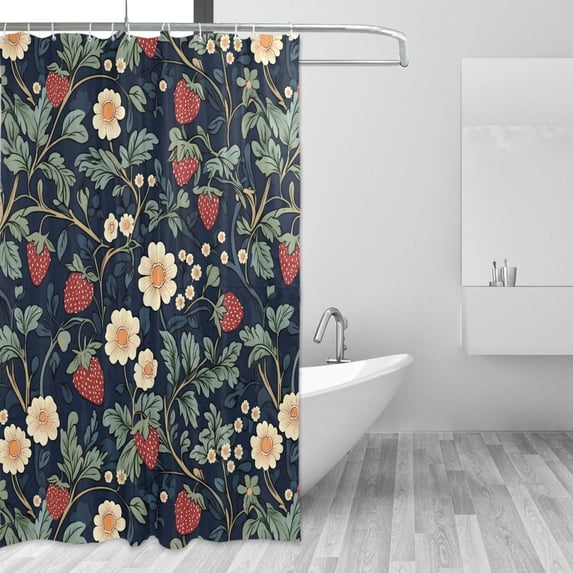 Yayeee Shower Curtain with Hooks 72"x72" Waterproof Fabric Bathroom Hanging Decor, Floral Raspberry Pattern