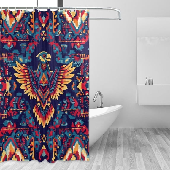 Yayeee Shower Curtain with Hooks 72"x72" Waterproof Fabric Bathroom Hanging Decor, Geometric Eagle