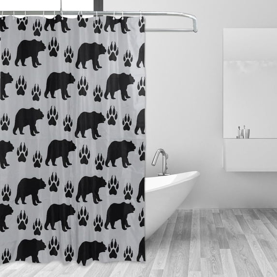 Yayeee Shower Curtain with Hooks 72"x72" Waterproof Fabric Bathroom Hanging Decor, Gray Bear Paws Pattern