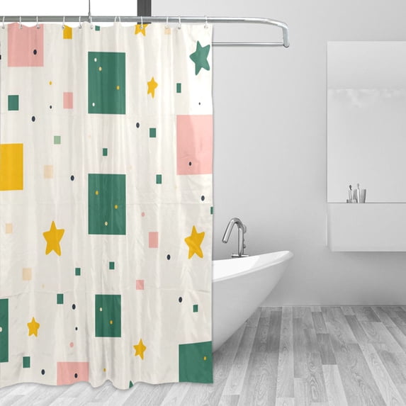 Yayeee Shower Curtain with Hooks 72"x72" Waterproof Fabric Bathroom Hanging Decor, Green Abstract Pattern