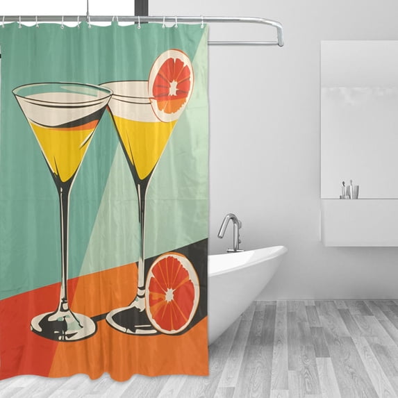 Yayeee Shower Curtain with Hooks 72"x72" Waterproof Fabric Bathroom Hanging Decor, Green Glasses