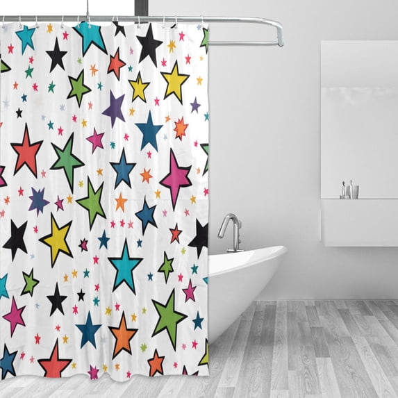 Yayeee Shower Curtain with Hooks 72"x72" Waterproof Fabric Bathroom Hanging Decor, Green Stars