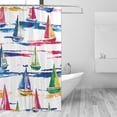thumbnail image 1 of Yayeee Shower Curtain with Hooks 72"x72" Waterproof Fabric Bathroom Hanging Decor, Hand Drawn Sailboats, 1 of 5