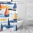 thumbnail image 1 of Yayeee Shower Curtain with Hooks 72"x72" Waterproof Fabric Bathroom Hanging Decor, Orange Hand Drawn Sailboats, 1 of 5