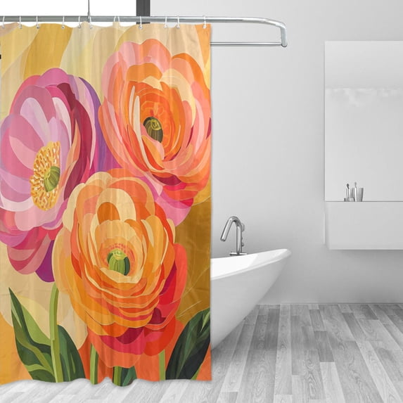 Yayeee Shower Curtain with Hooks 72"x72" Waterproof Fabric Bathroom Hanging Decor, Pink Abstract Floral