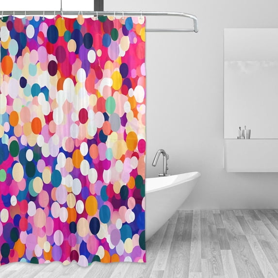 Yayeee Shower Curtain with Hooks 72"x72" Waterproof Fabric Bathroom Hanging Decor, Purple Colorful Circles