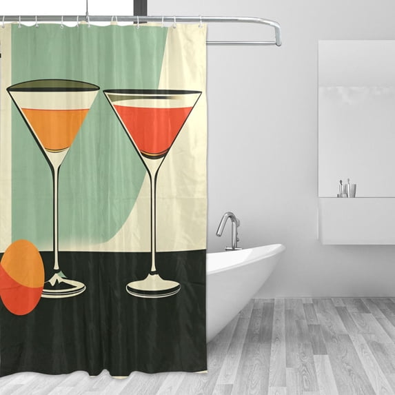 Yayeee Shower Curtain with Hooks 72"x72" Waterproof Fabric Bathroom Hanging Decor, Red Glasses