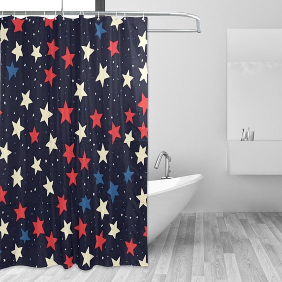 Yayeee Shower Curtain with Hooks 72"x72" Waterproof Fabric Bathroom Hanging Decor, Red Starry Pattern