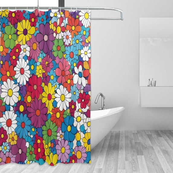 Yayeee Shower Curtain with Hooks 72"x72" Waterproof Fabric Bathroom Hanging Decor, Whimsical Floral