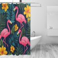 thumbnail image 1 of Yayeee Shower Curtain with Hooks 72"x72" Waterproof Fabric Bathroom Hanging Decor, Yellow Floral Flamingo, 1 of 5